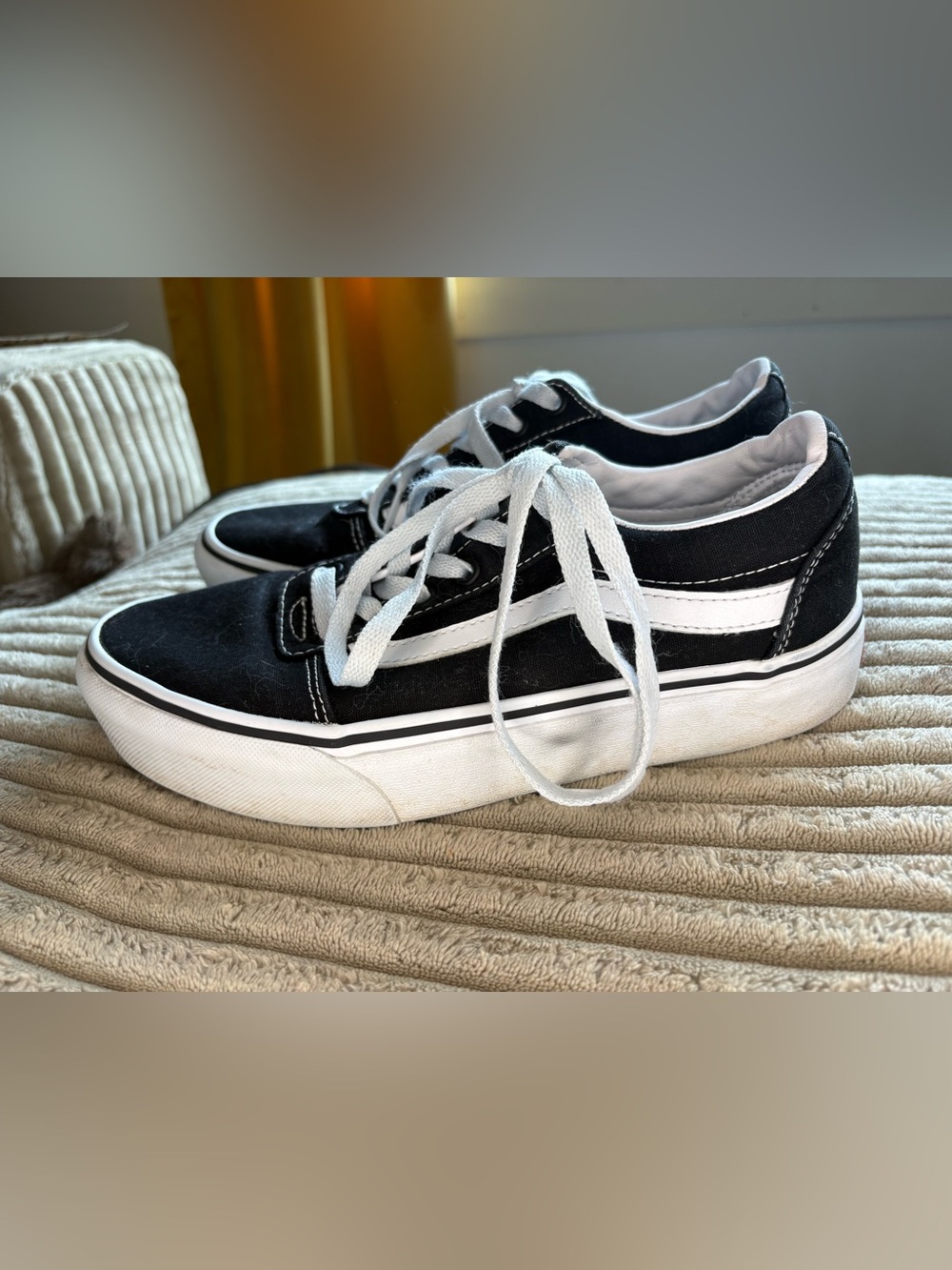 Woman size 7.5 Vans Black and White Low-Top Sneakers
